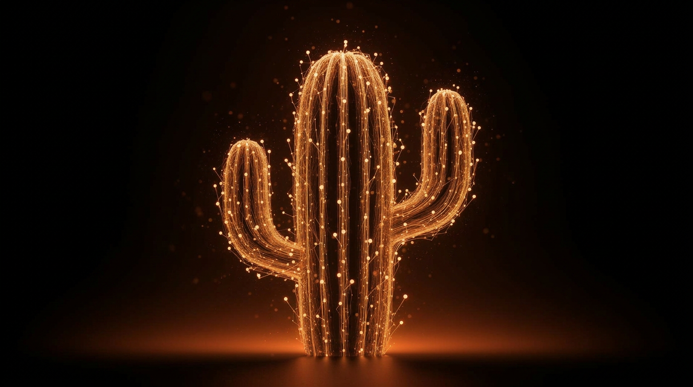 Glowing orange cactus representing Kactus Automation